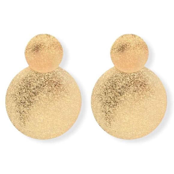 NEW Drop Earrings Boho Festival Gold Circle Modern Geometric Textured - Picture 2 of 8